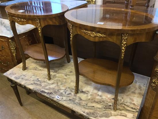 Pair of small walnut 2-tier tables